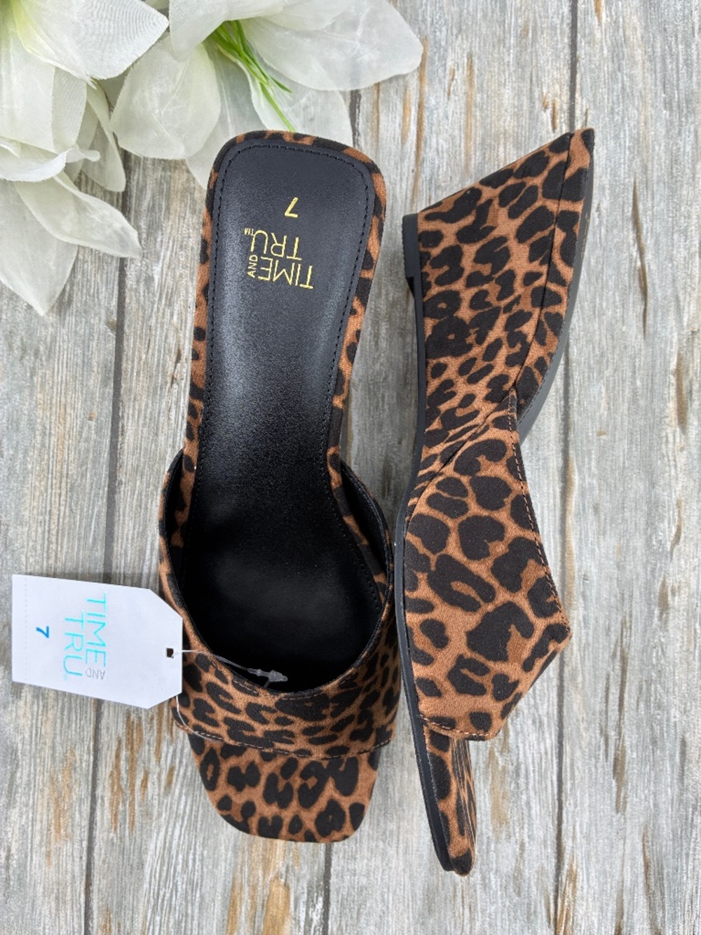 Leopard Slip Wedge Sandals Shoes Size 7